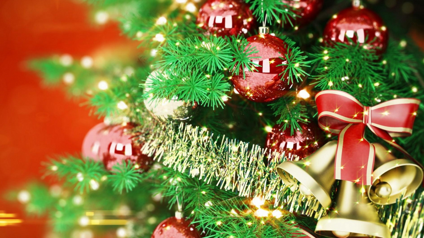 New Year Tree, Christmas Tree, Christmas Decoration, Spruce, Fir. Wallpaper in 1366x768 Resolution