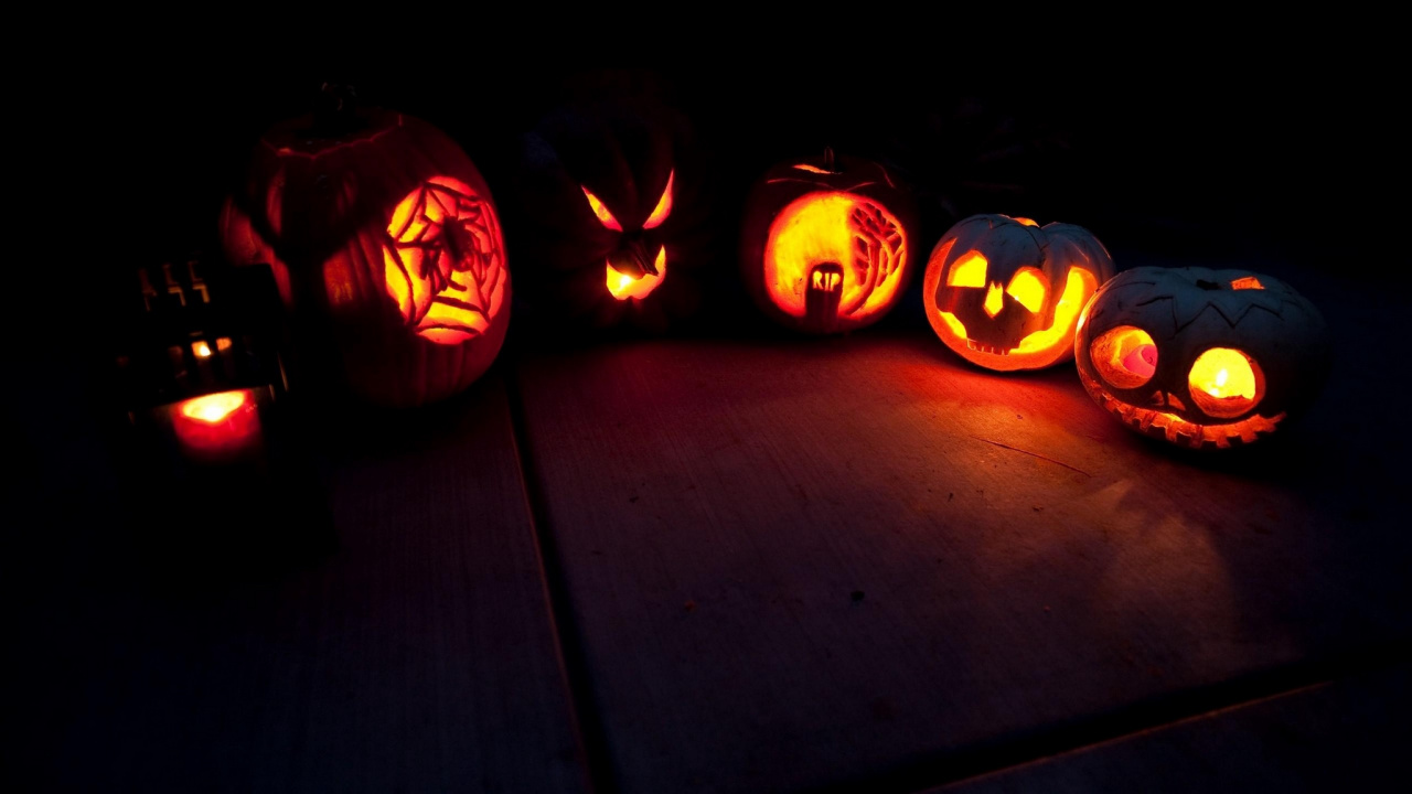 Halloween, Orange, Lighting, Pumpkin, Carving. Wallpaper in 1280x720 Resolution