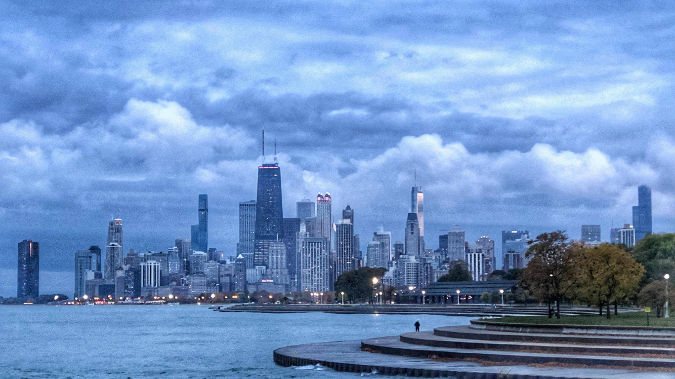 Chicago, Agua, Edificio, Los Recursos de Agua, Torre. Wallpaper in 1366x768 Resolution