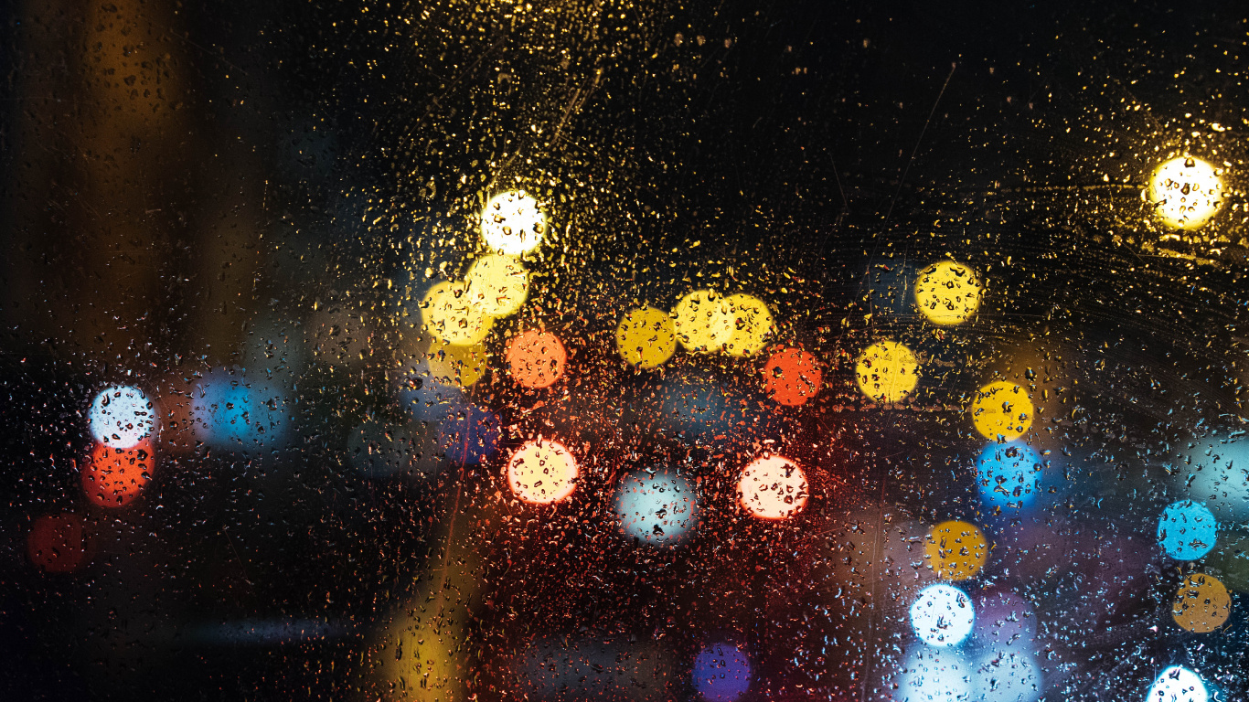 Water Droplets on Glass Window. Wallpaper in 1366x768 Resolution