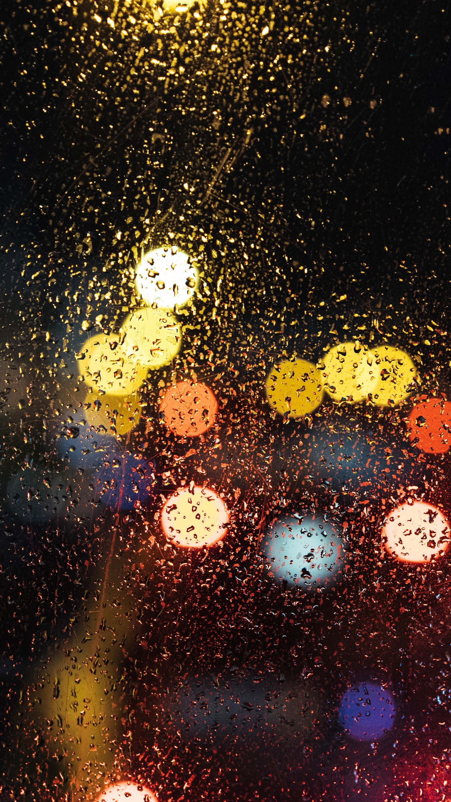 Water Droplets on Glass Window. Wallpaper in 1440x2560 Resolution