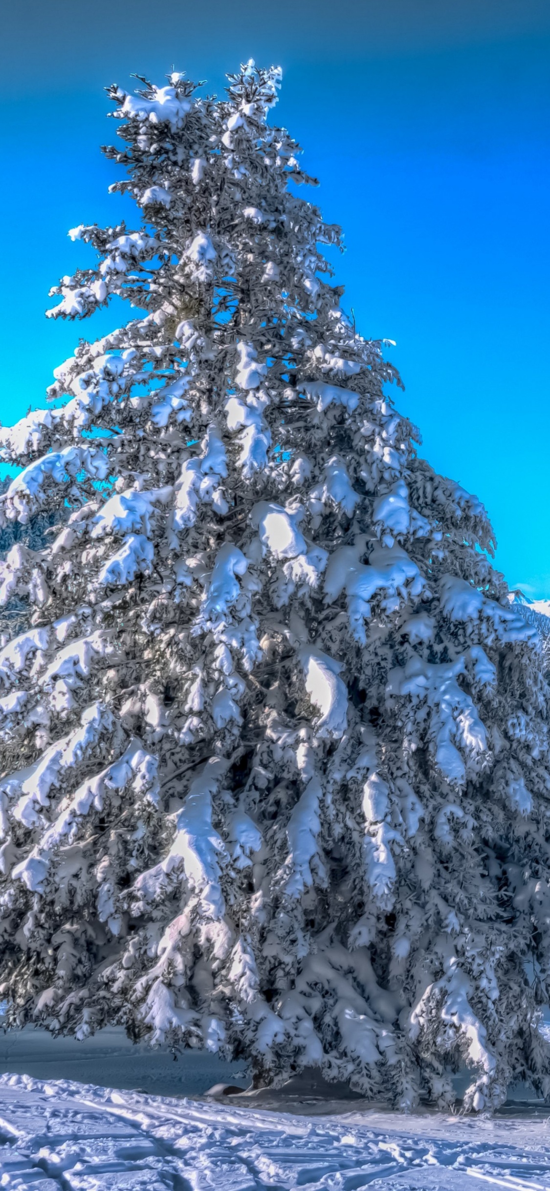 Schneebedeckter Berg Unter Blauem Himmel Tagsüber. Wallpaper in 1125x2436 Resolution