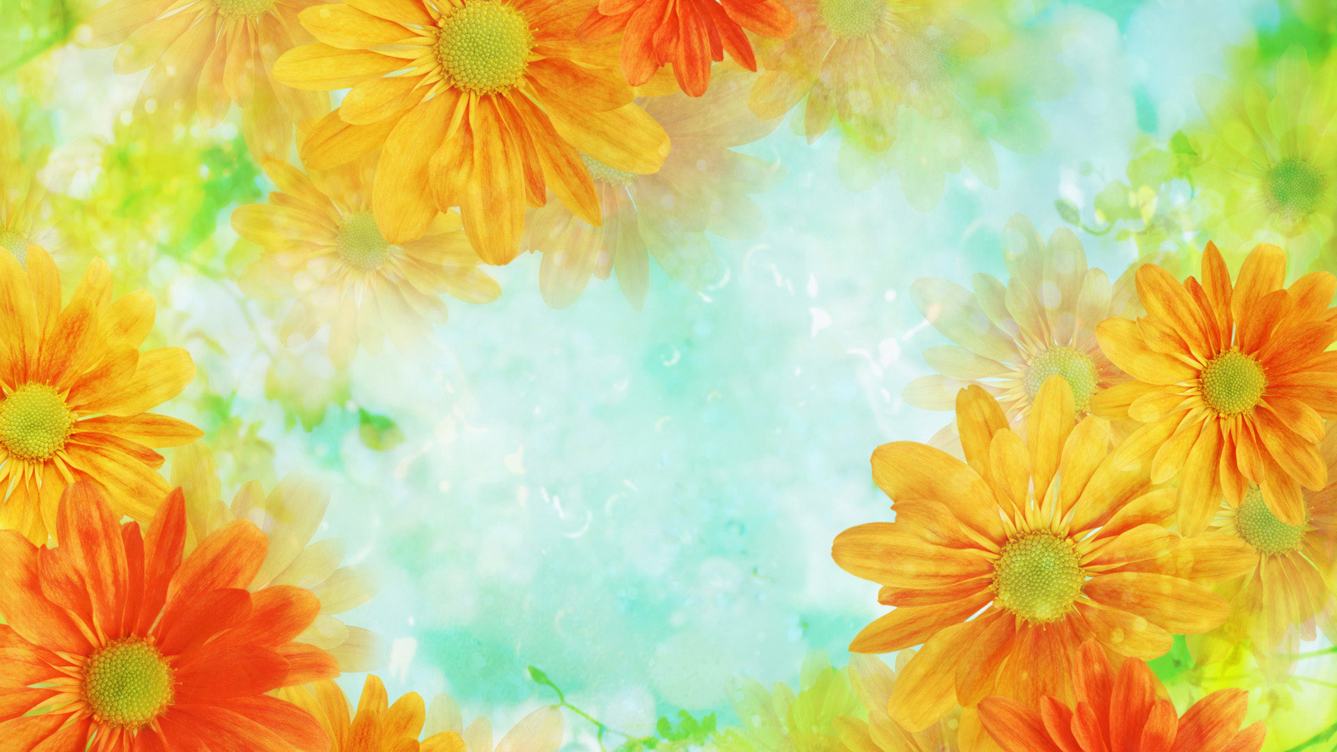 Yellow and Pink Flower Painting. Wallpaper in 1920x1080 Resolution