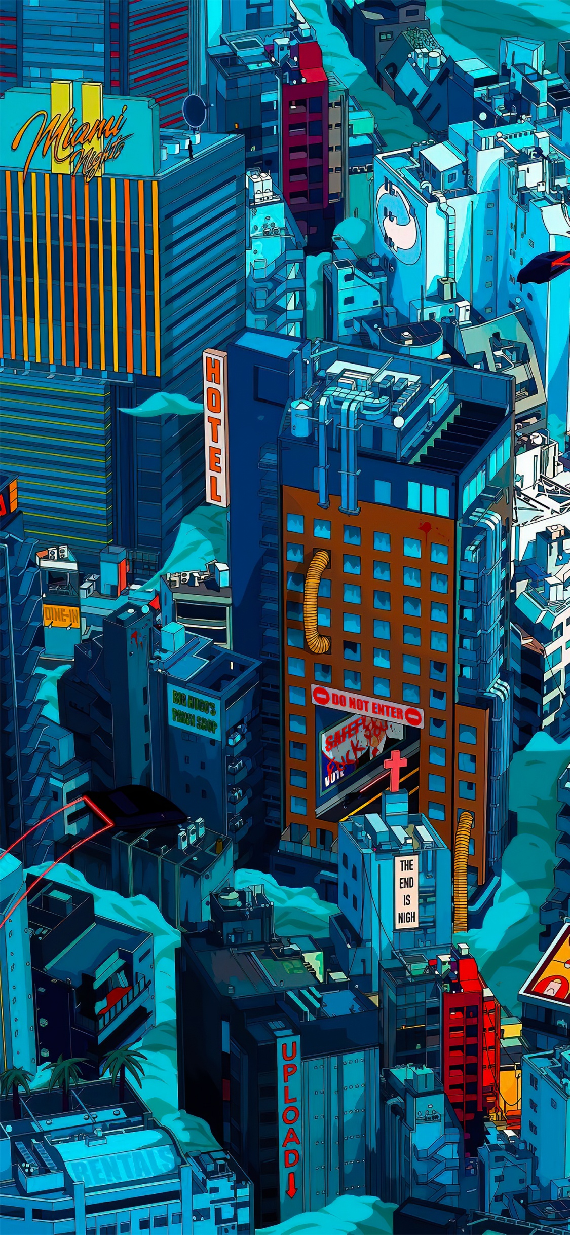 Metropolis, Building, Skyscraper, Blue, Tower. Wallpaper in 1125x2436 Resolution