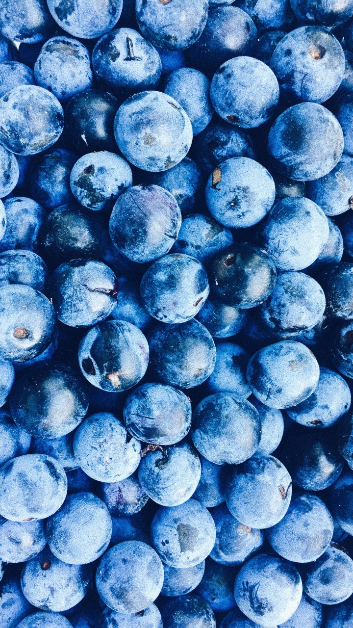 Blue Round Fruits on White Surface. Wallpaper in 720x1280 Resolution