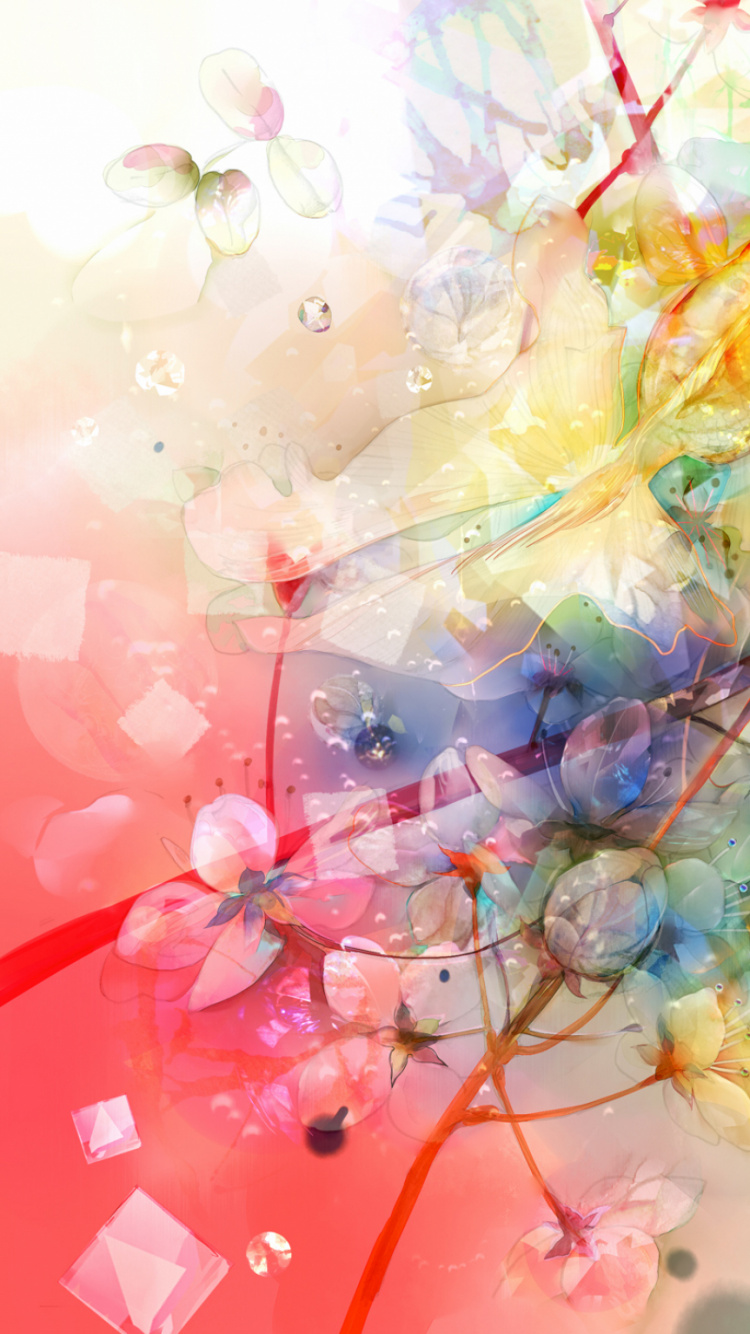 Pink and Green Abstract Painting. Wallpaper in 750x1334 Resolution