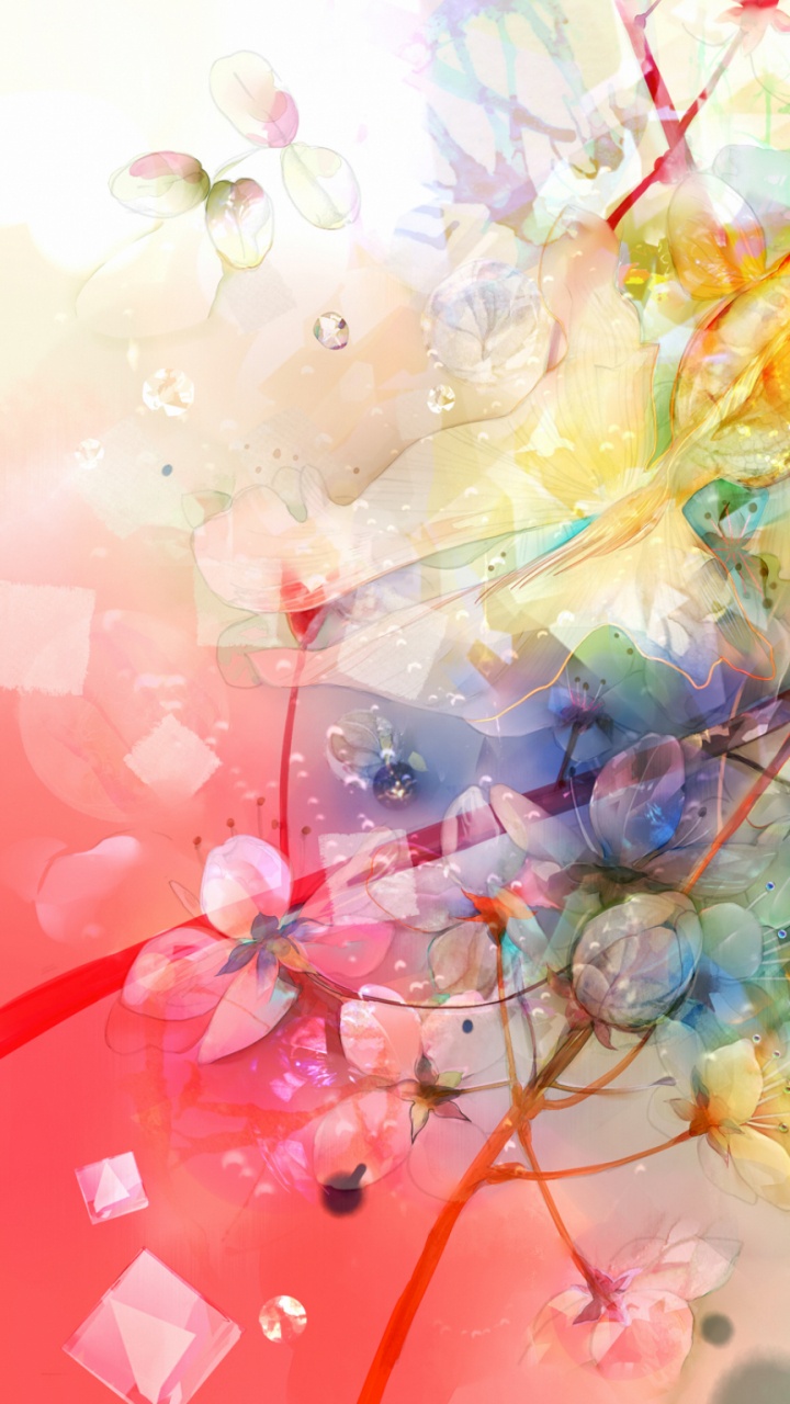 Peinture Abstraite Rose et Verte. Wallpaper in 720x1280 Resolution