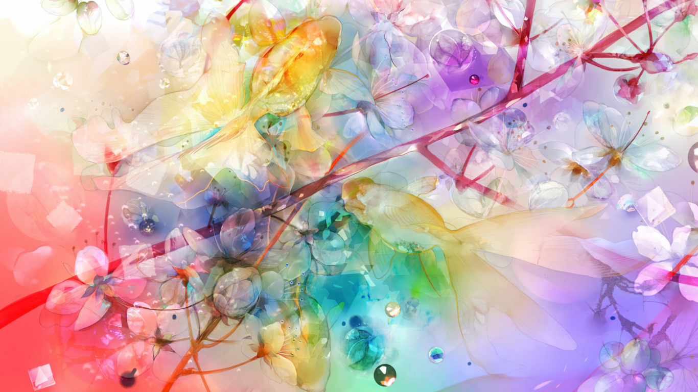 Pintura Abstracta Rosa y Verde. Wallpaper in 1366x768 Resolution