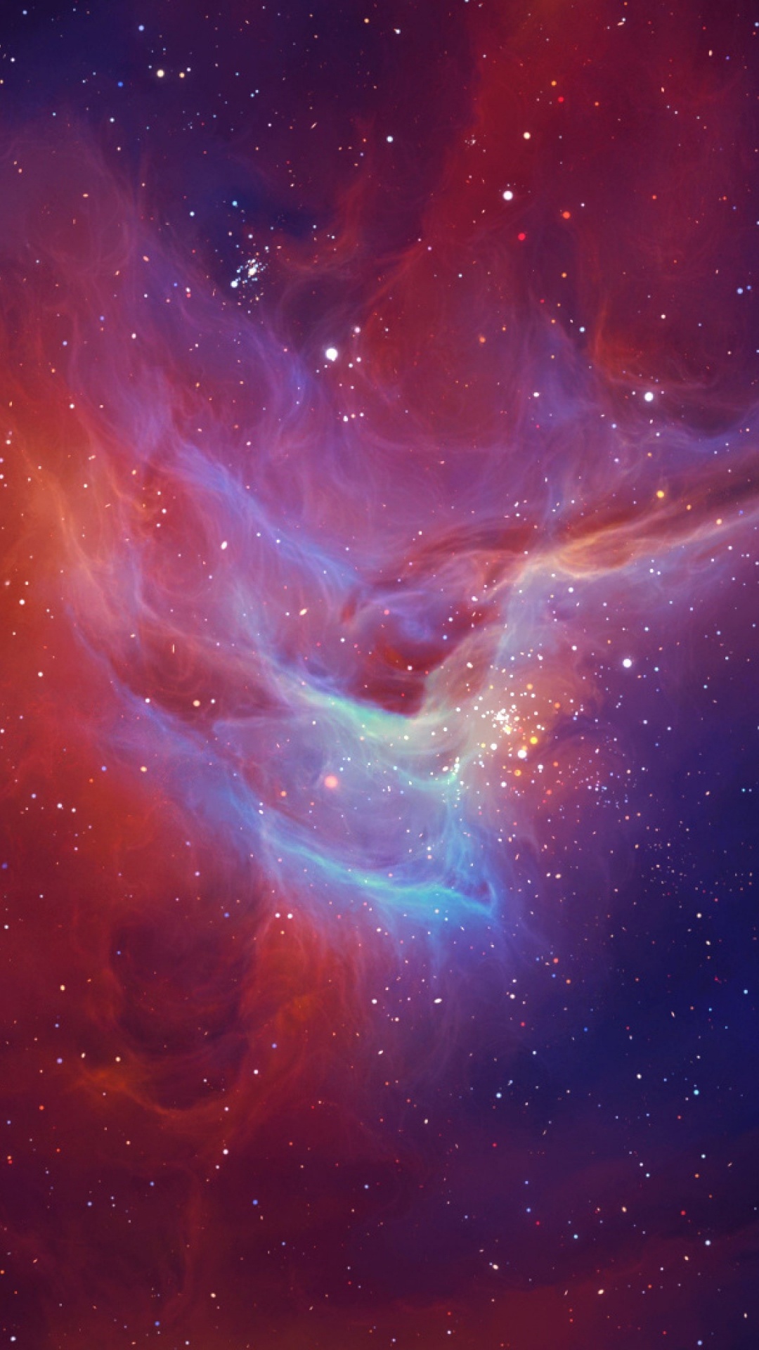 Blue and Red Galaxy Illustration. Wallpaper in 1080x1920 Resolution