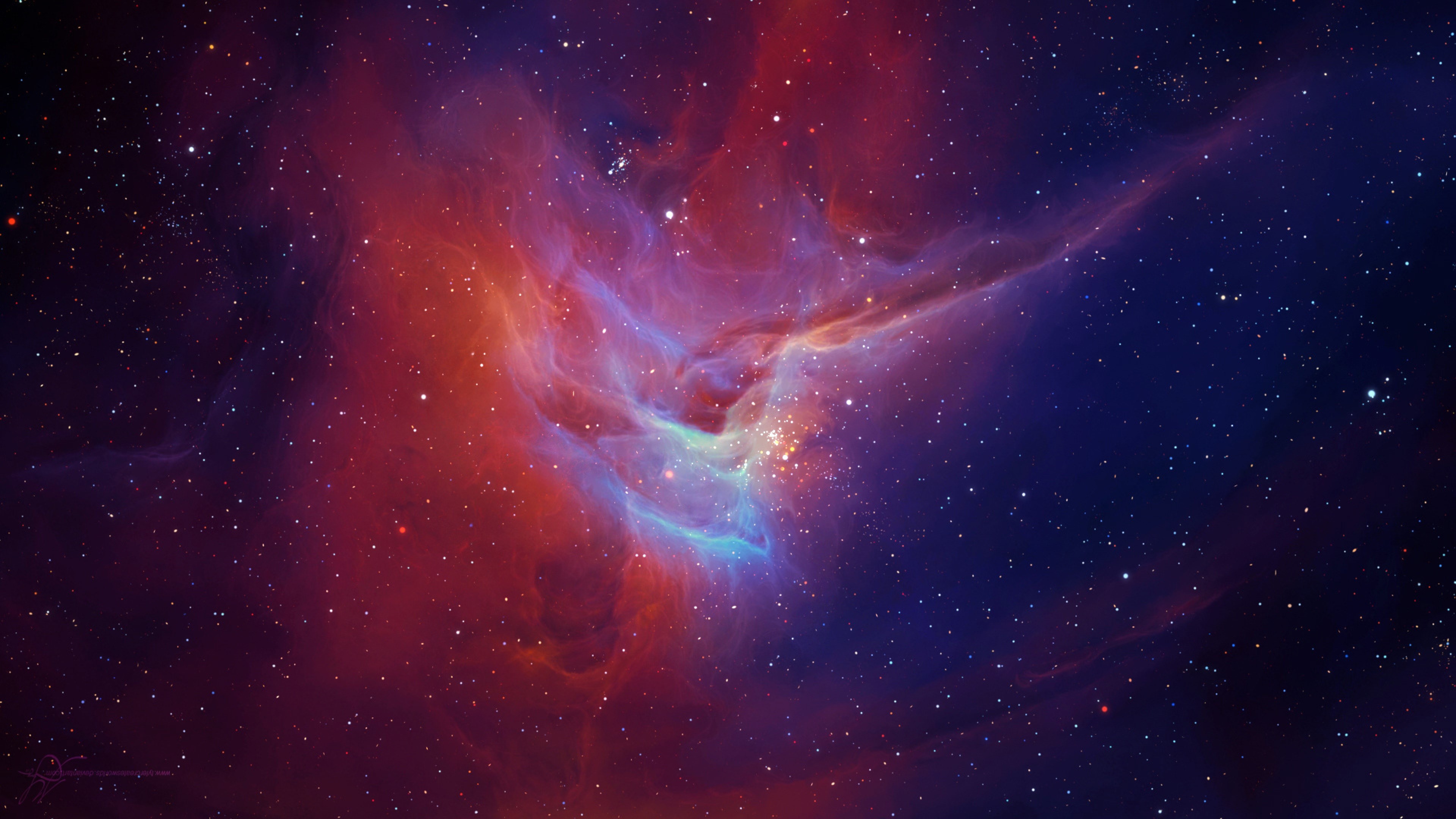 Illustration de la Galaxie Bleue et Rouge. Wallpaper in 3840x2160 Resolution