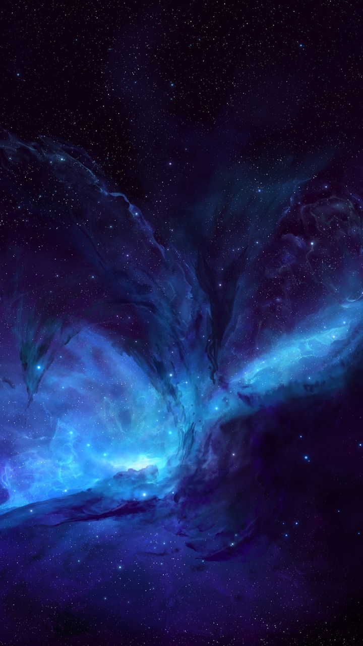 Blue and White Abstract Painting. Wallpaper in 720x1280 Resolution