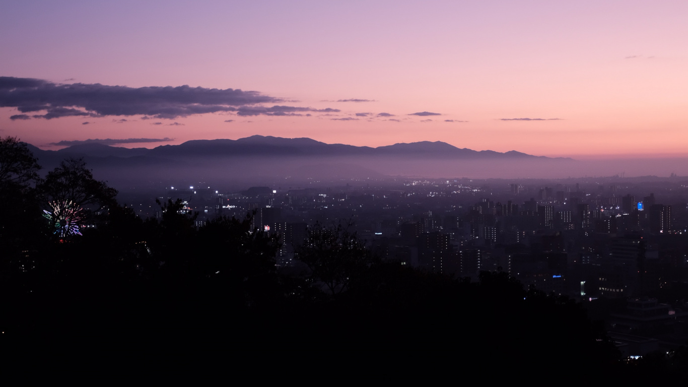 Silhouette of Trees During Sunset. Wallpaper in 1366x768 Resolution