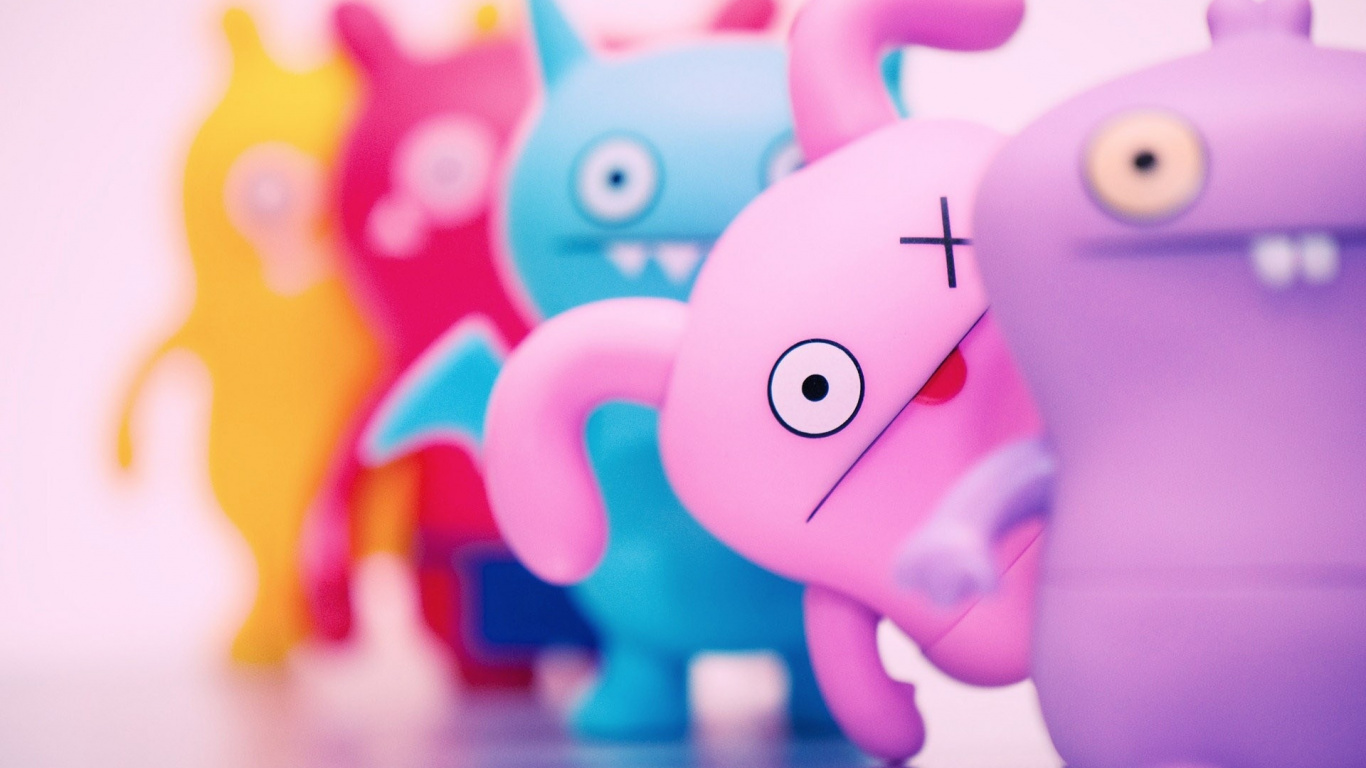 Purple and Orange Animal Cartoon Character. Wallpaper in 1366x768 Resolution