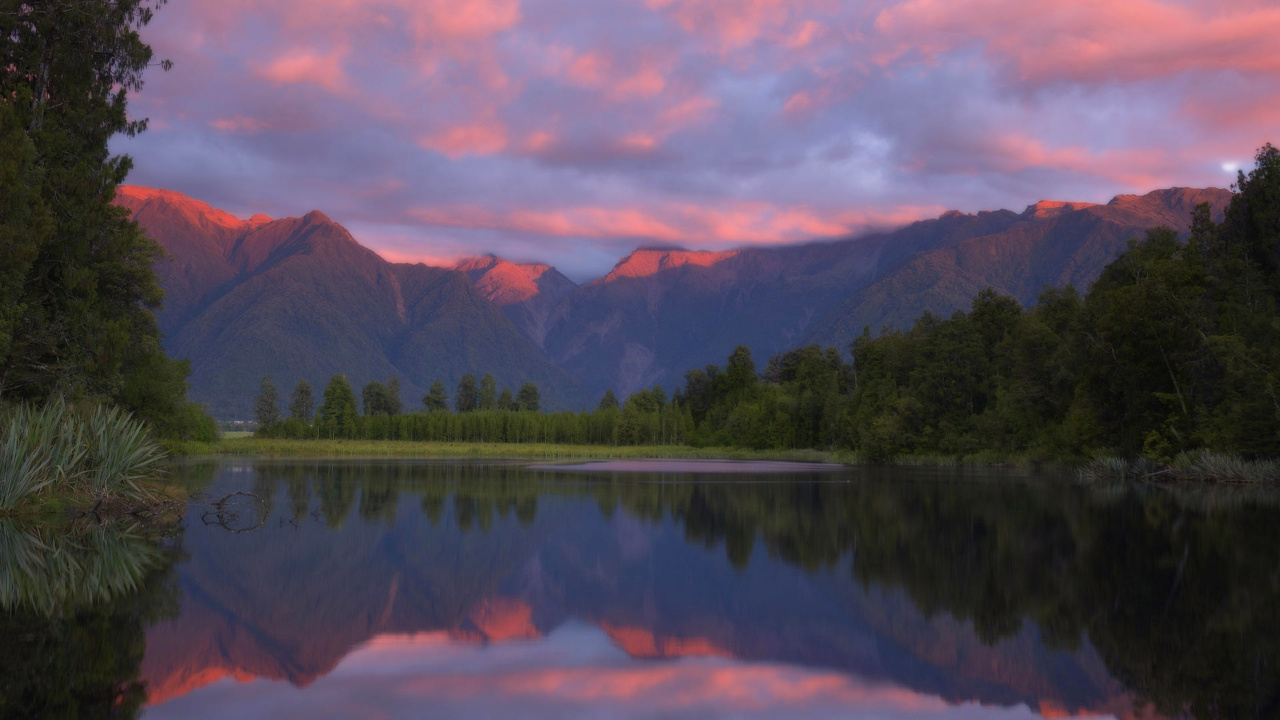 Green Trees Near Lake During Daytime. Wallpaper in 1280x720 Resolution