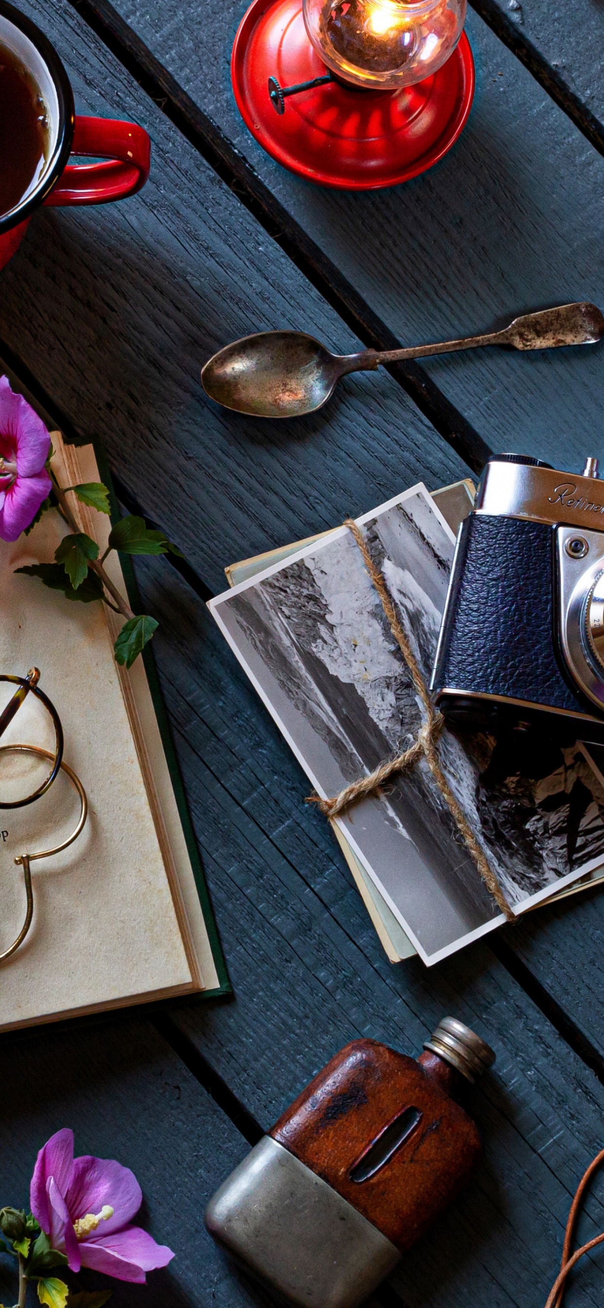 Chocolate, Cupcake, Tea, Coffee, Kerosene Lamp. Wallpaper in 1242x2688 Resolution