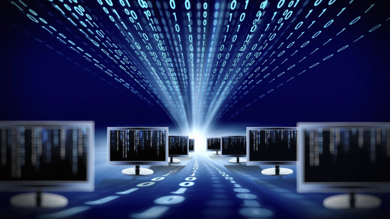 Black Flat Screen Computer Monitor Turned on in a Room. Wallpaper in 1366x768 Resolution