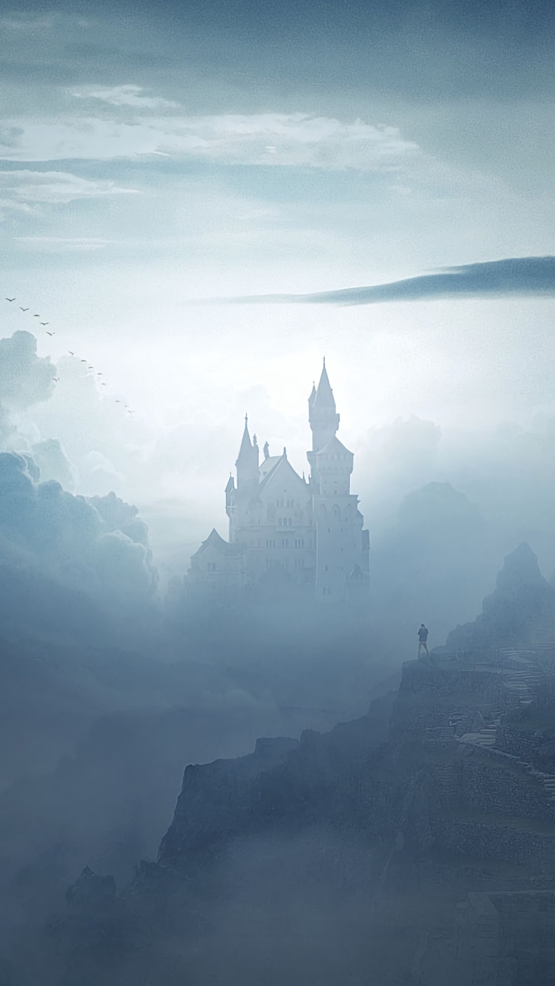 Vue Aérienne Des Montagnes Avec du Brouillard. Wallpaper in 1080x1920 Resolution