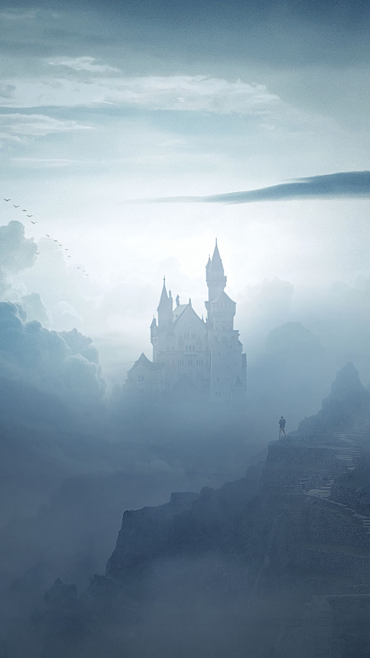 Vue Aérienne Des Montagnes Avec du Brouillard. Wallpaper in 750x1334 Resolution