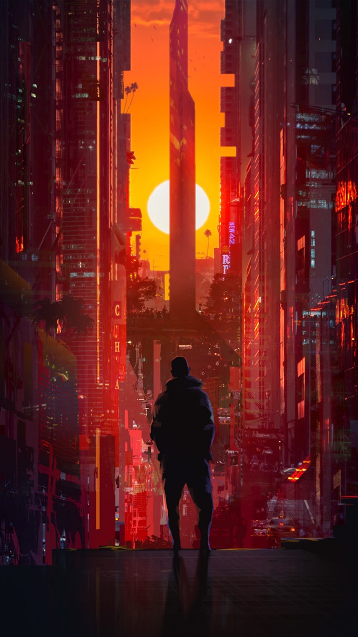 Cyberpunk Beautiful Scenery, Cyberpunk 2077, Cyberpunk, Art, Painting. Wallpaper in 720x1280 Resolution