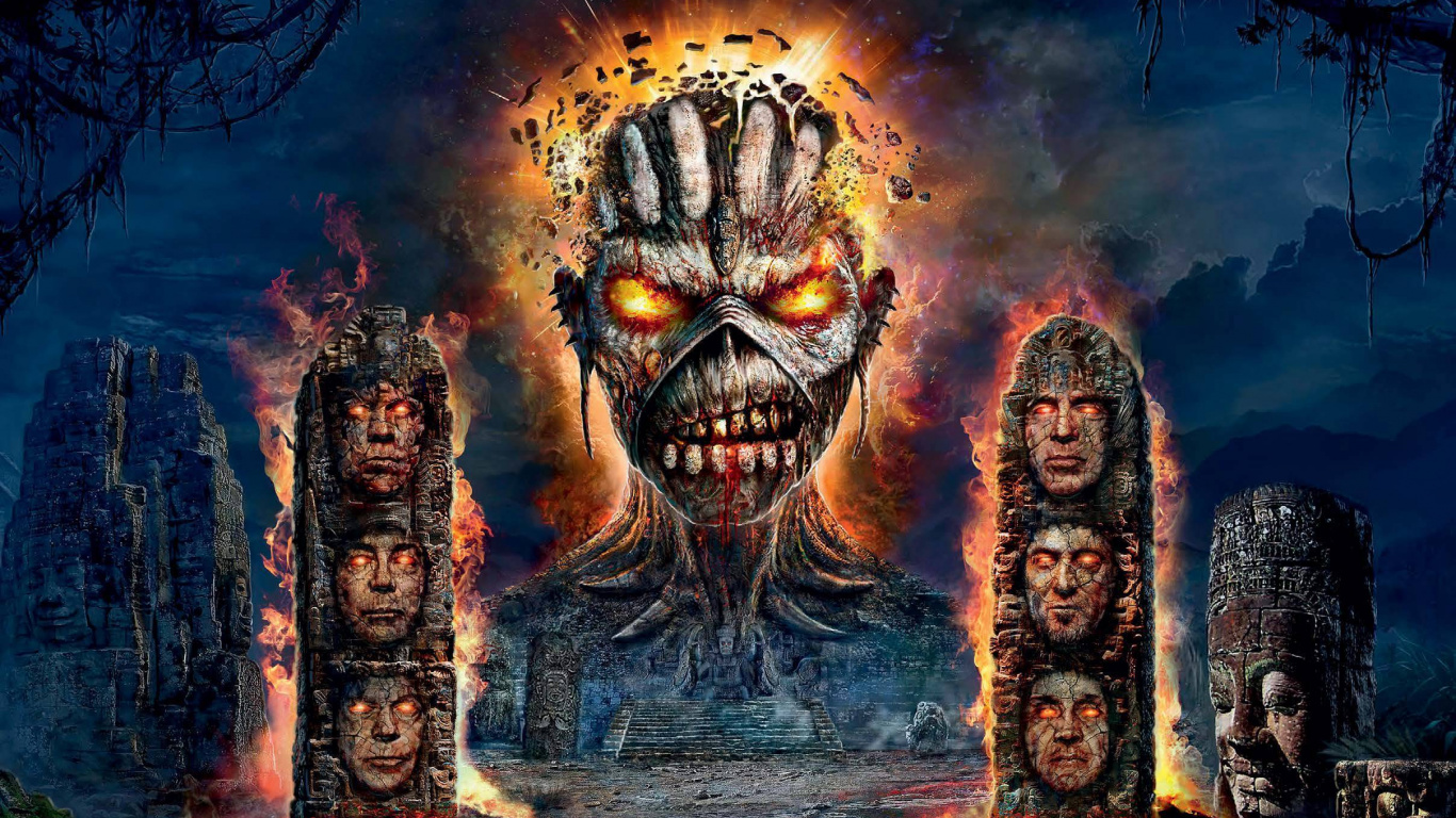Iron Maiden, The Book of Souls World Tour, The Book of Souls, Heavy Metal, Eddie. Wallpaper in 1366x768 Resolution