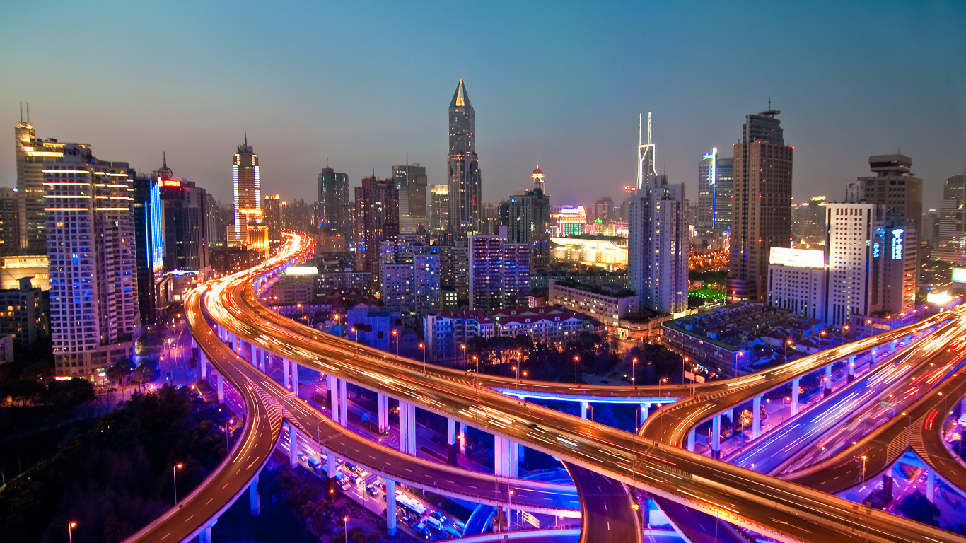 Time Lapse Photography of City Lights During Night Time. Wallpaper in 1366x768 Resolution