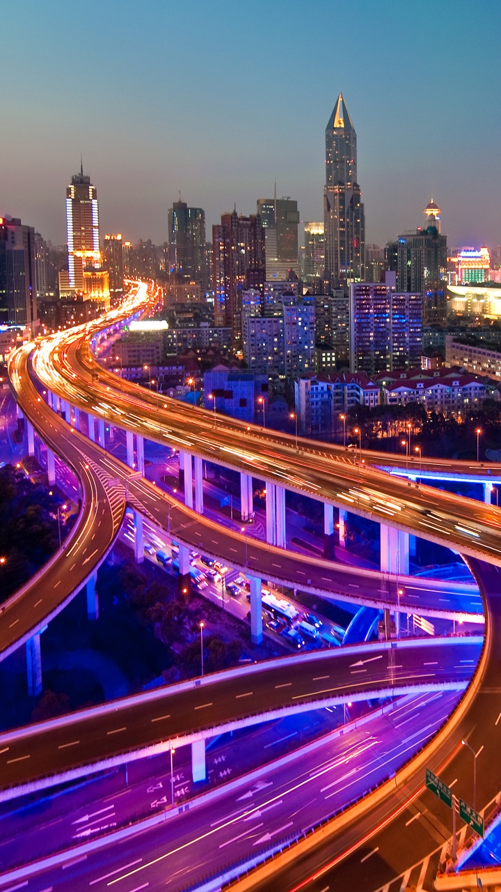 Time Lapse Photography of City Lights During Night Time. Wallpaper in 720x1280 Resolution