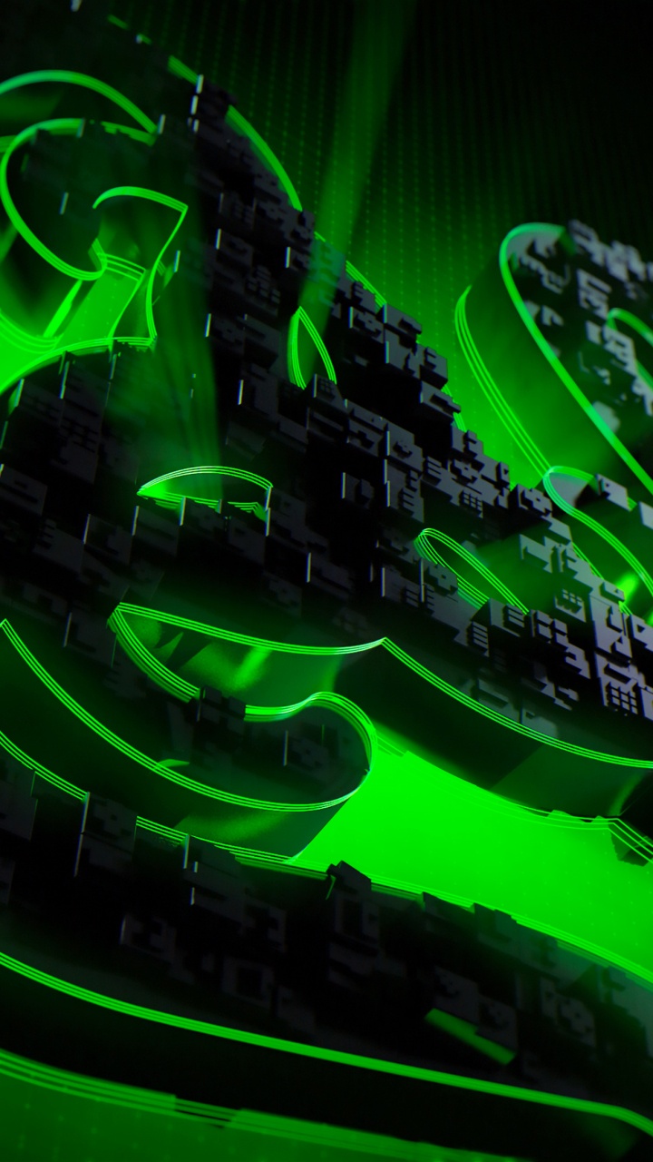 Grüne Und Schwarze Abstrakte Malerei. Wallpaper in 720x1280 Resolution