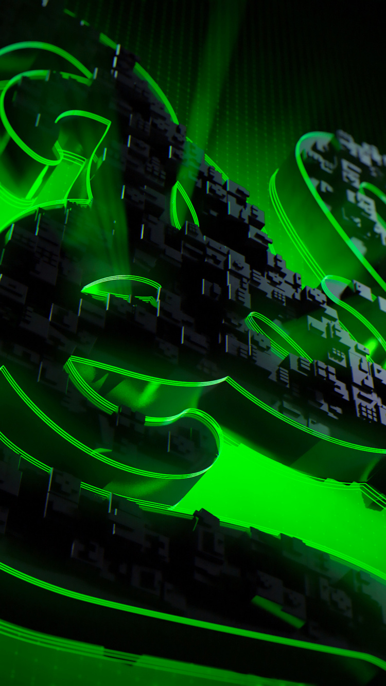 Pintura Abstracta Verde y Negra. Wallpaper in 750x1334 Resolution