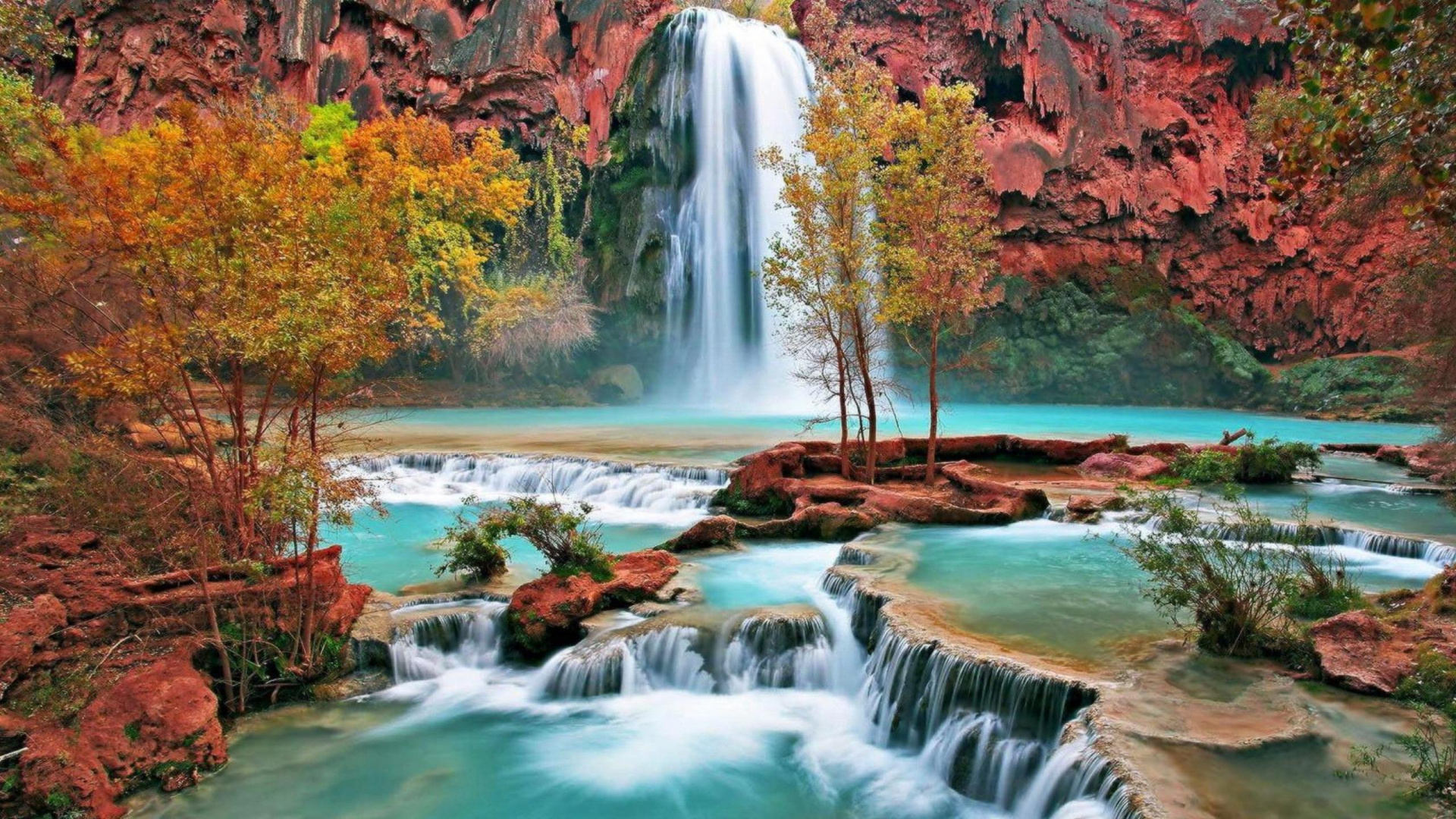 Cascadas en Medio Del Bosque. Wallpaper in 1920x1080 Resolution