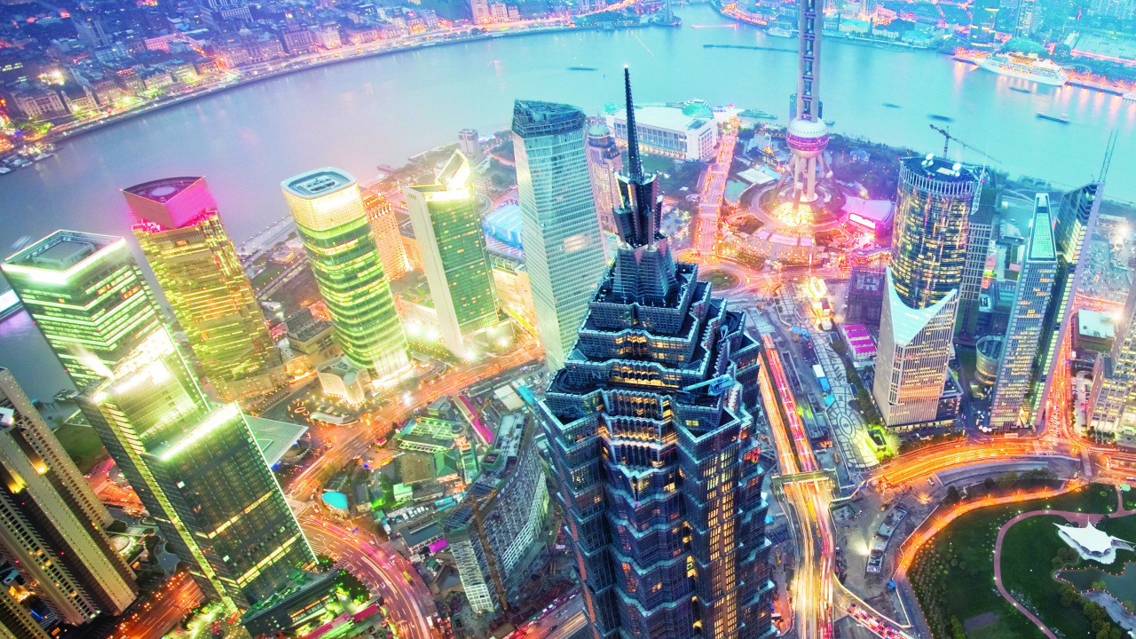 金茂大厦, 大都会, 城市景观, 城市, 里程碑 壁纸 1280x720 允许