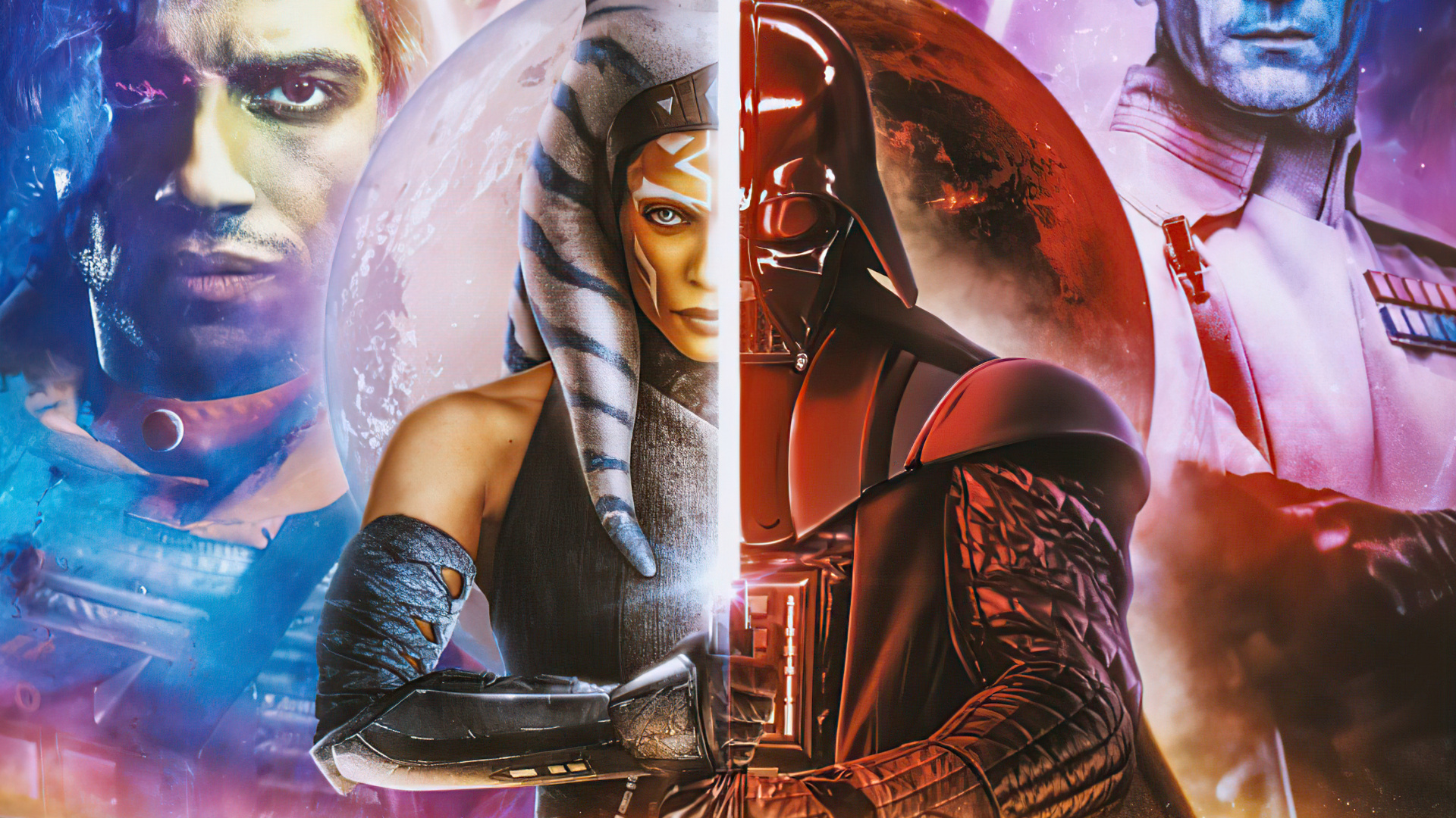 Arte, Ahsoka Tano, Darth Vader, Star Wars The Clone Wars, Cartel. Wallpaper in 1920x1080 Resolution