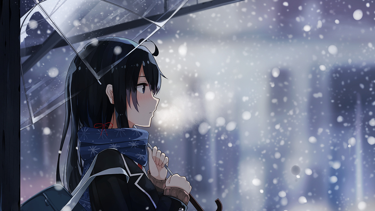 Woman in Black and White Jacket Holding Umbrella. Wallpaper in 1280x720 Resolution