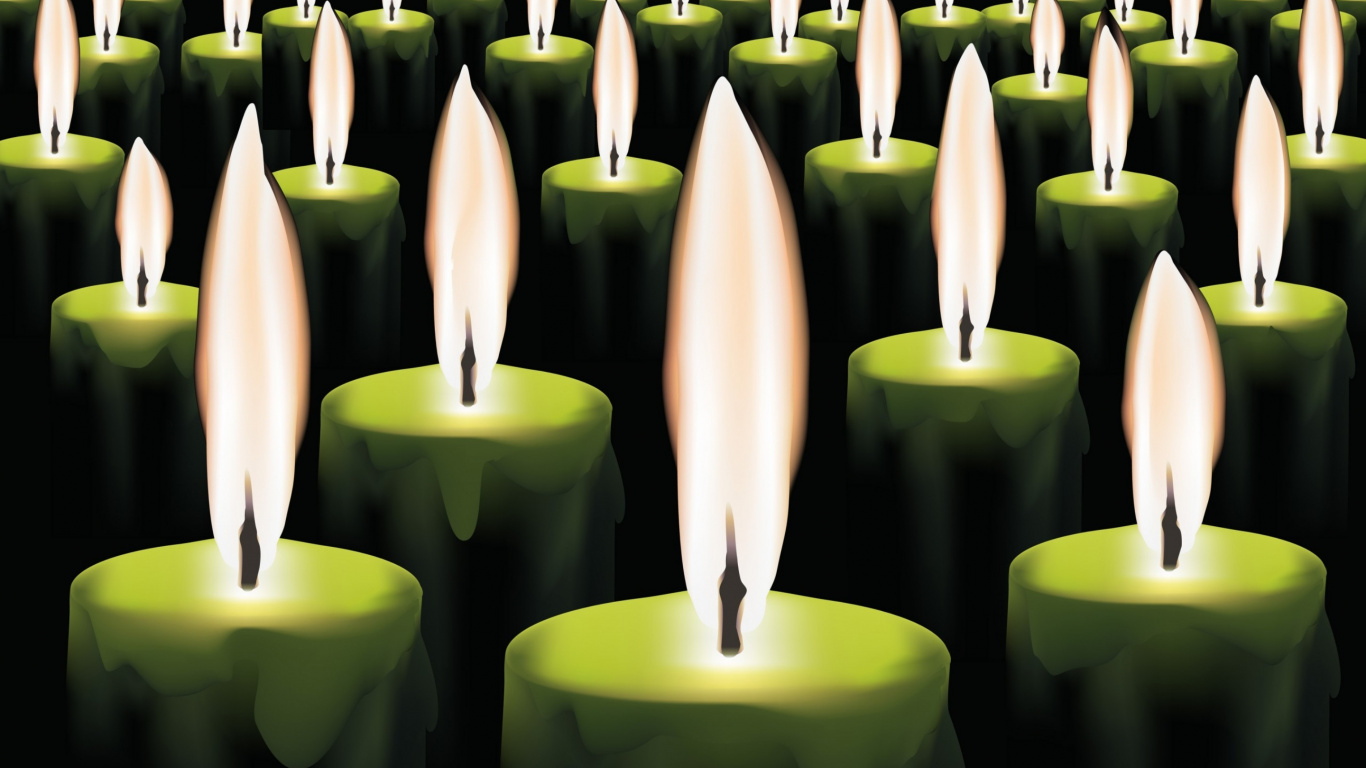 Candle, Vector Graphics, Wax, Green, Light. Wallpaper in 1366x768 Resolution
