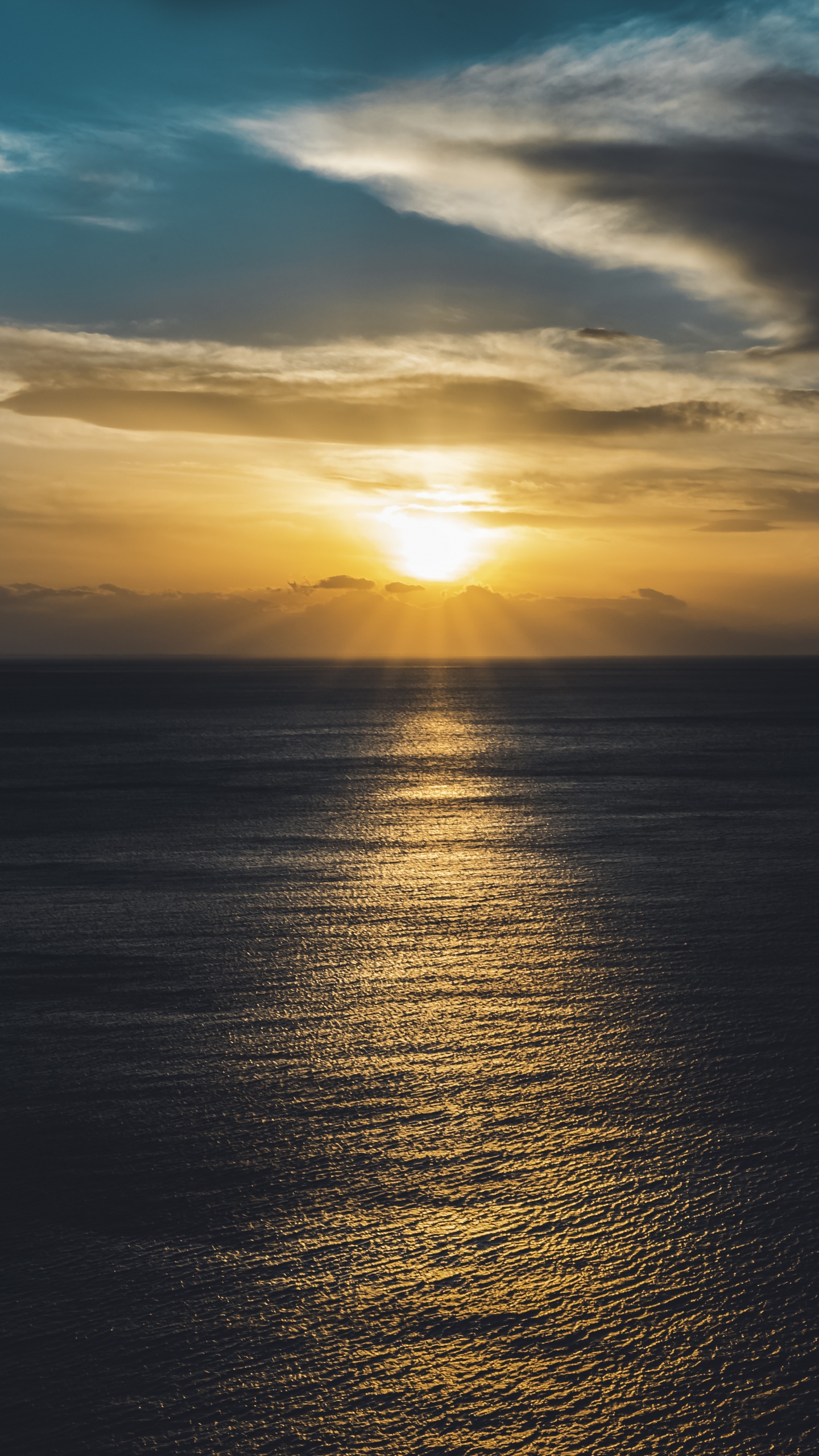 Sea, Sunset, Horizon, Water, Ocean. Wallpaper in 1440x2560 Resolution