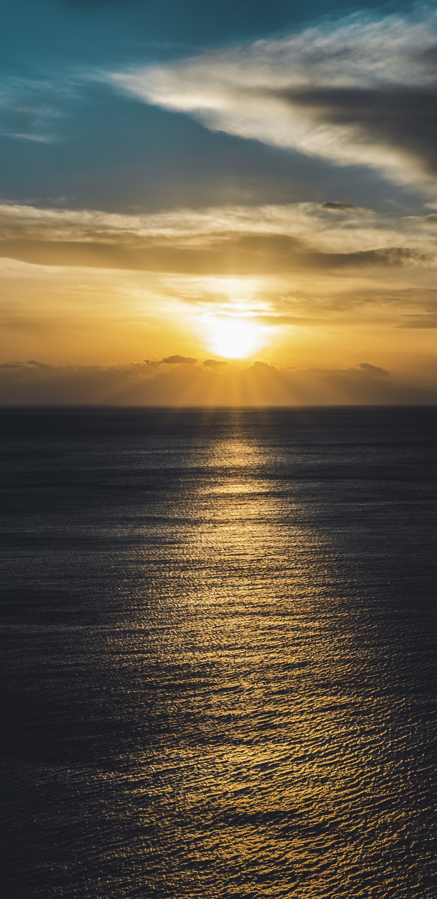 Sea, Sunset, Horizon, Water, Ocean. Wallpaper in 1440x2960 Resolution