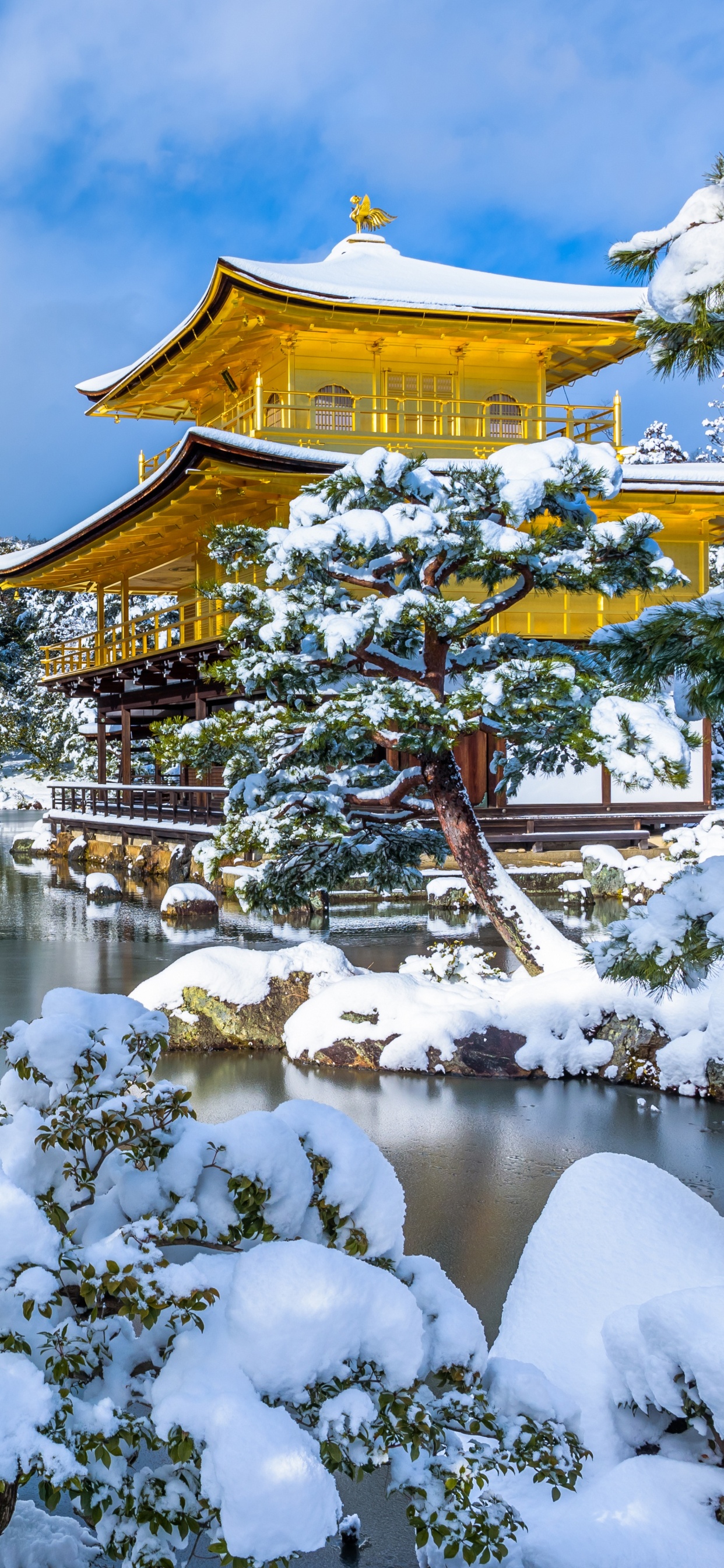 Brown and White Temple Near Body of Water Under Blue Sky During Daytime. Wallpaper in 1242x2688 Resolution