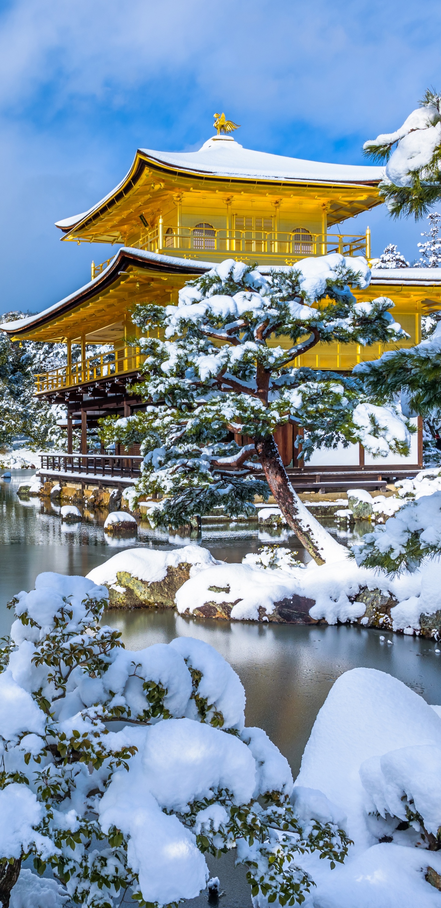 Brown and White Temple Near Body of Water Under Blue Sky During Daytime. Wallpaper in 1440x2960 Resolution