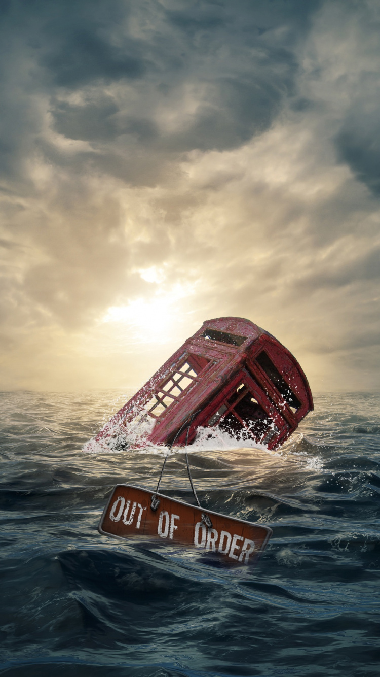 Tagsüber Rot-weißes Boot Auf See. Wallpaper in 750x1334 Resolution