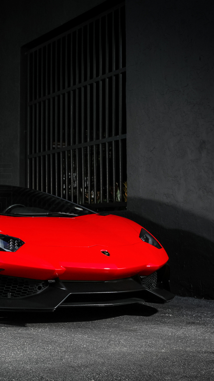 Ferrari 458 Italia Rouge Garée Près de la Porte à Enroulement en Métal Noir. Wallpaper in 750x1334 Resolution