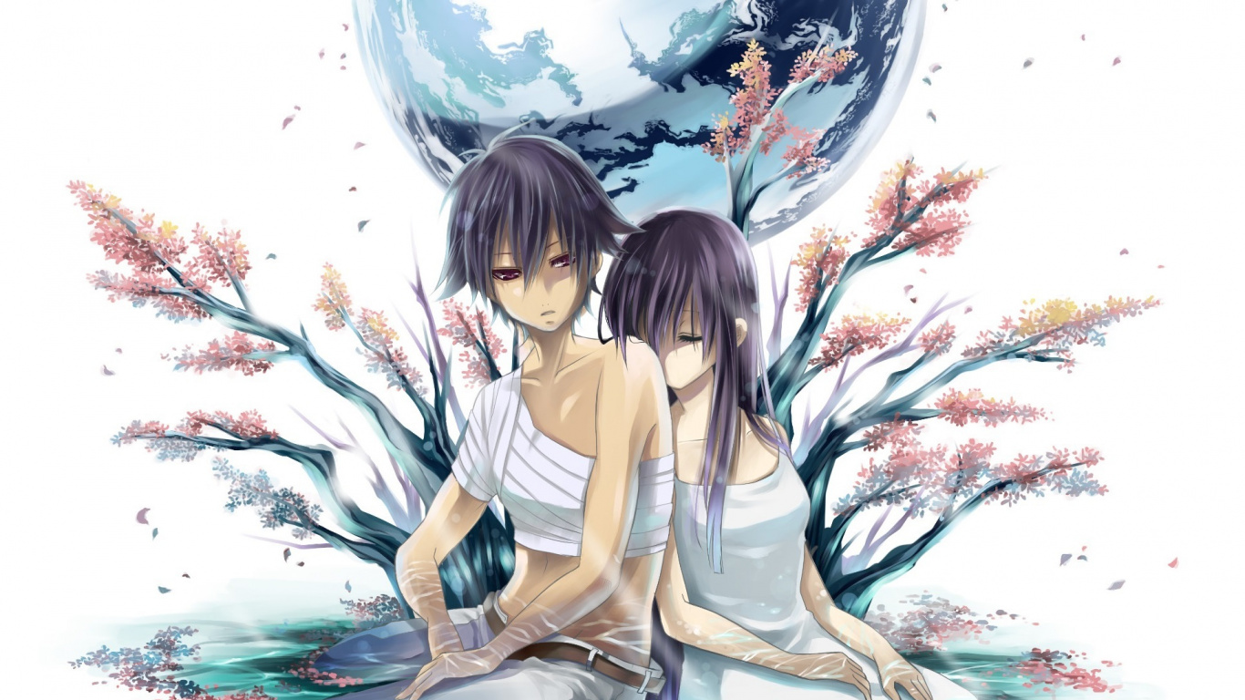 Woman in White Dress Sitting on White and Blue Floral Textile. Wallpaper in 1366x768 Resolution