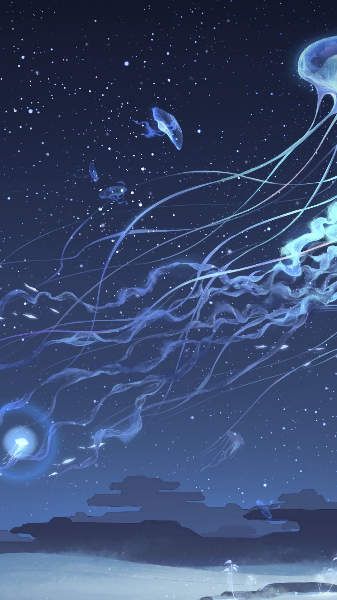 Boy in a Land of Jellyfish, Jellyfish, Water, Blue, Light. Wallpaper in 1080x1920 Resolution