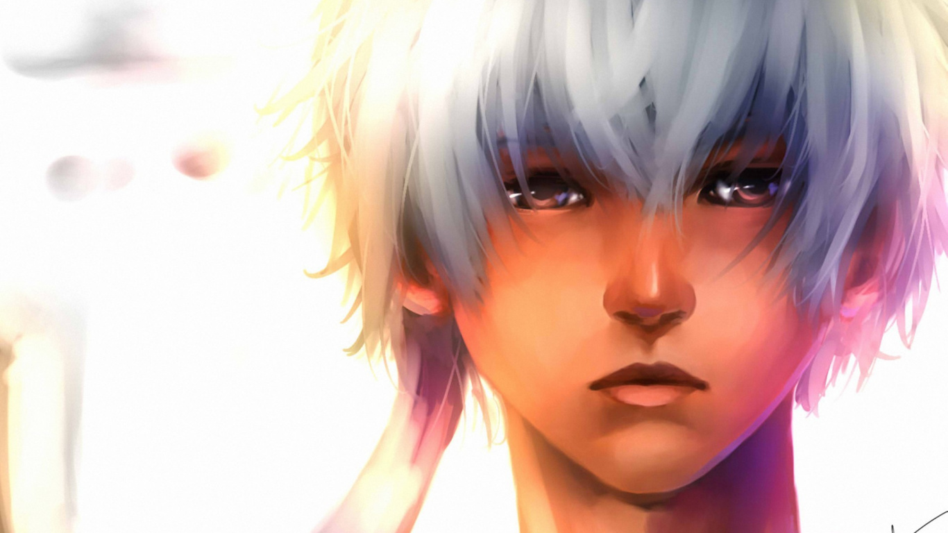 Gintoki Sakata, Hair, Face, Anime, Hairstyle. Wallpaper in 1366x768 Resolution