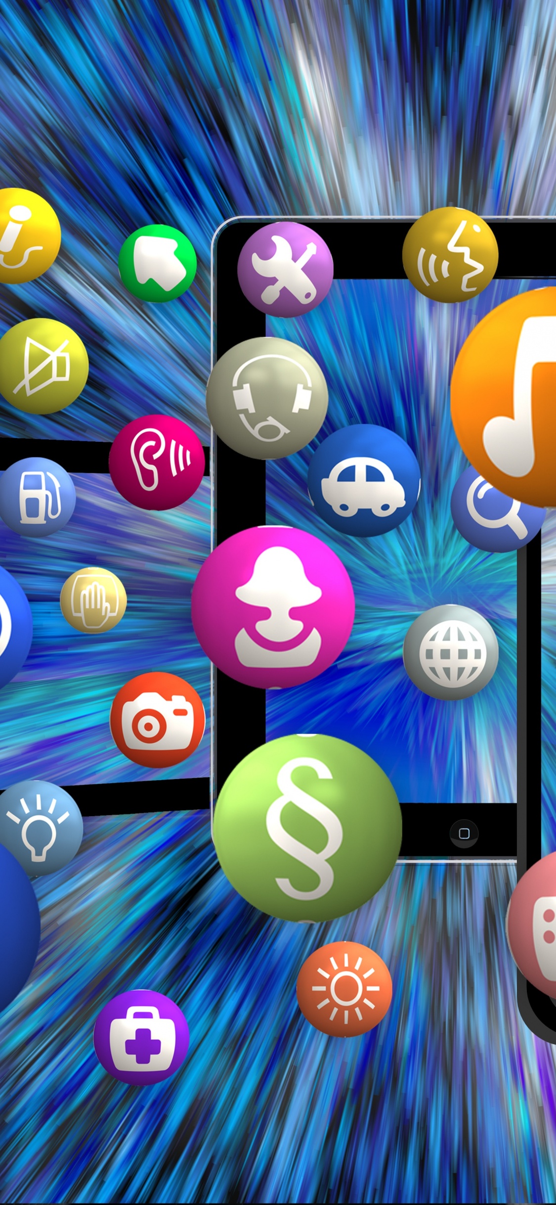 Ilustración de Robot Azul y Blanco. Wallpaper in 1125x2436 Resolution