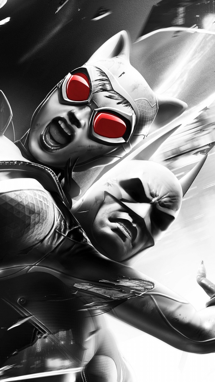 Batman Arkham City, Catwoman, Batman, Illustration, Supervillain. Wallpaper in 720x1280 Resolution