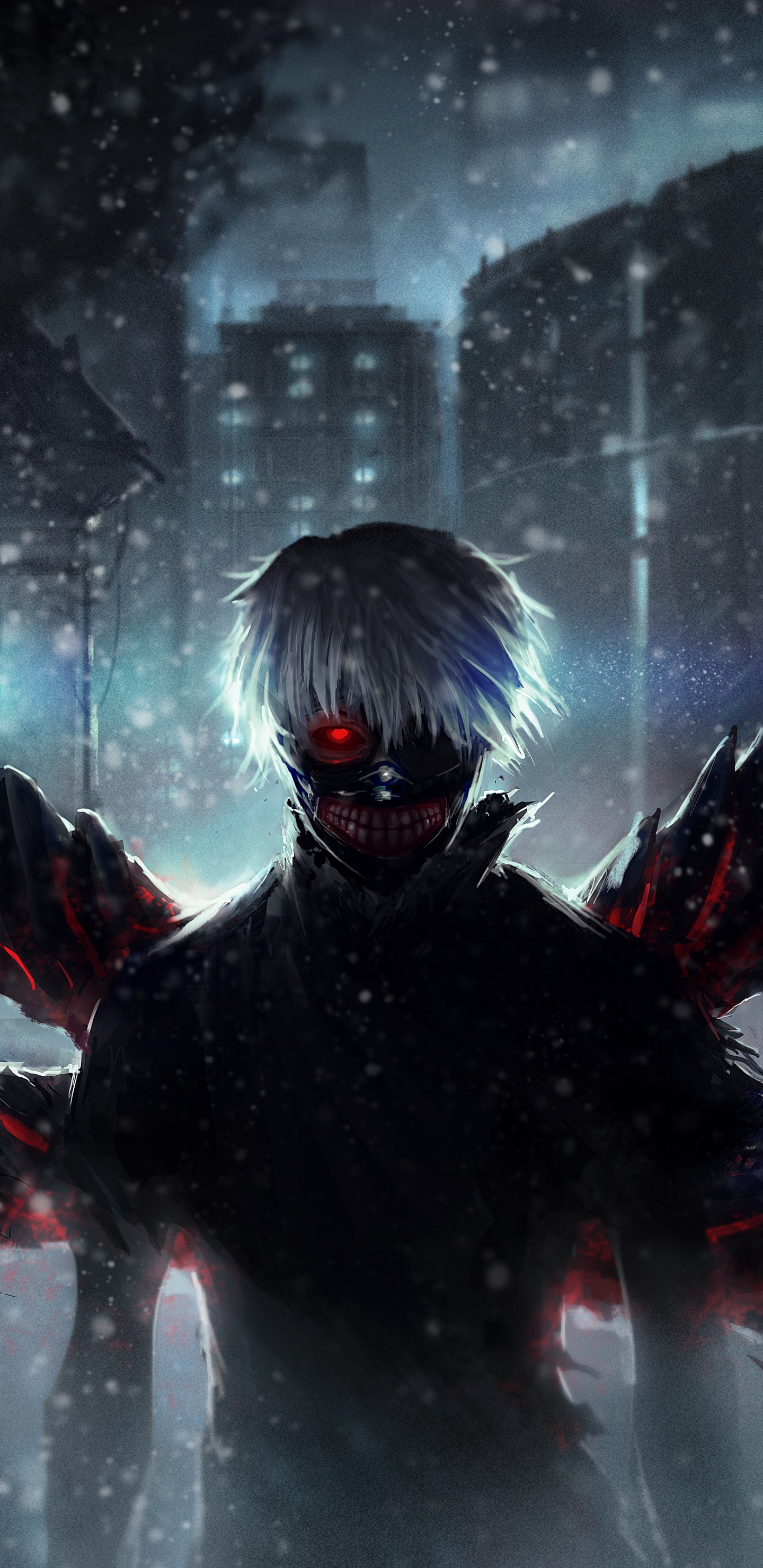 Person in Schwarzer Jacke Mit Schwarzer Maske. Wallpaper in 1440x2960 Resolution