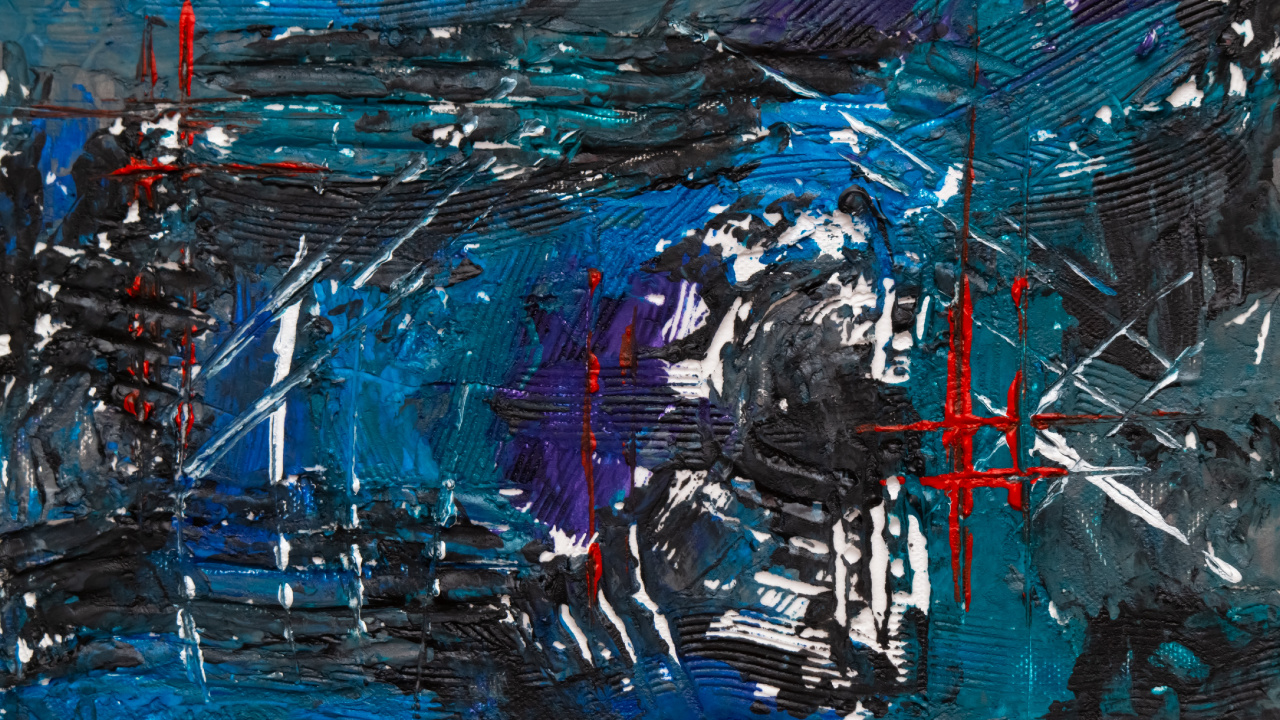 Peinture Abstraite Bleu Rouge et Blanc. Wallpaper in 1280x720 Resolution