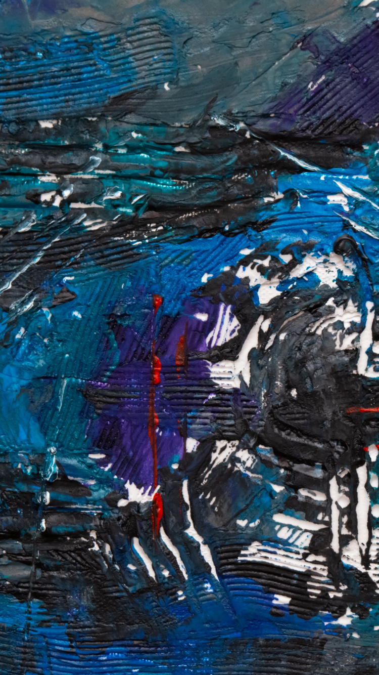 Peinture Abstraite Bleu Rouge et Blanc. Wallpaper in 750x1334 Resolution