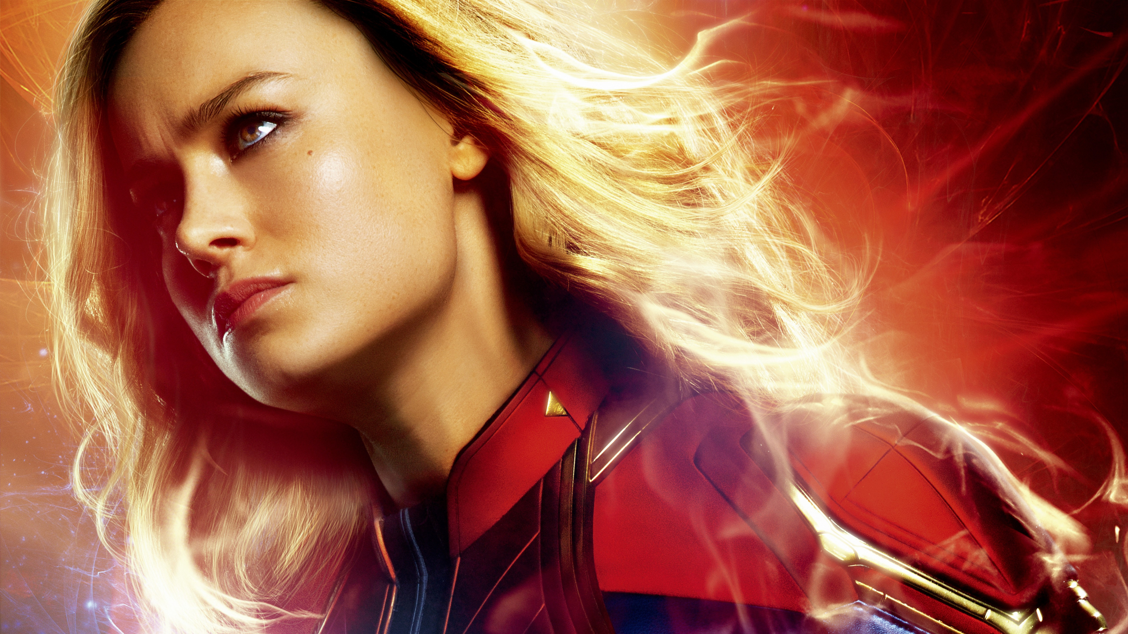 Brie Larson, El Capitán Marvel, Carol Danvers, Las Pestañas, Boca. Wallpaper in 3840x2160 Resolution