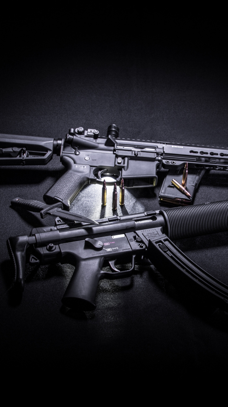Gun, Firearm, Assault Rifle, Trigger, Gun Barrel. Wallpaper in 750x1334 Resolution