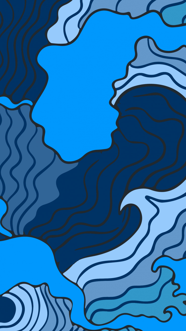 Blue Japanese Waves Temporary Wallpaper – MUSE Wall Studio